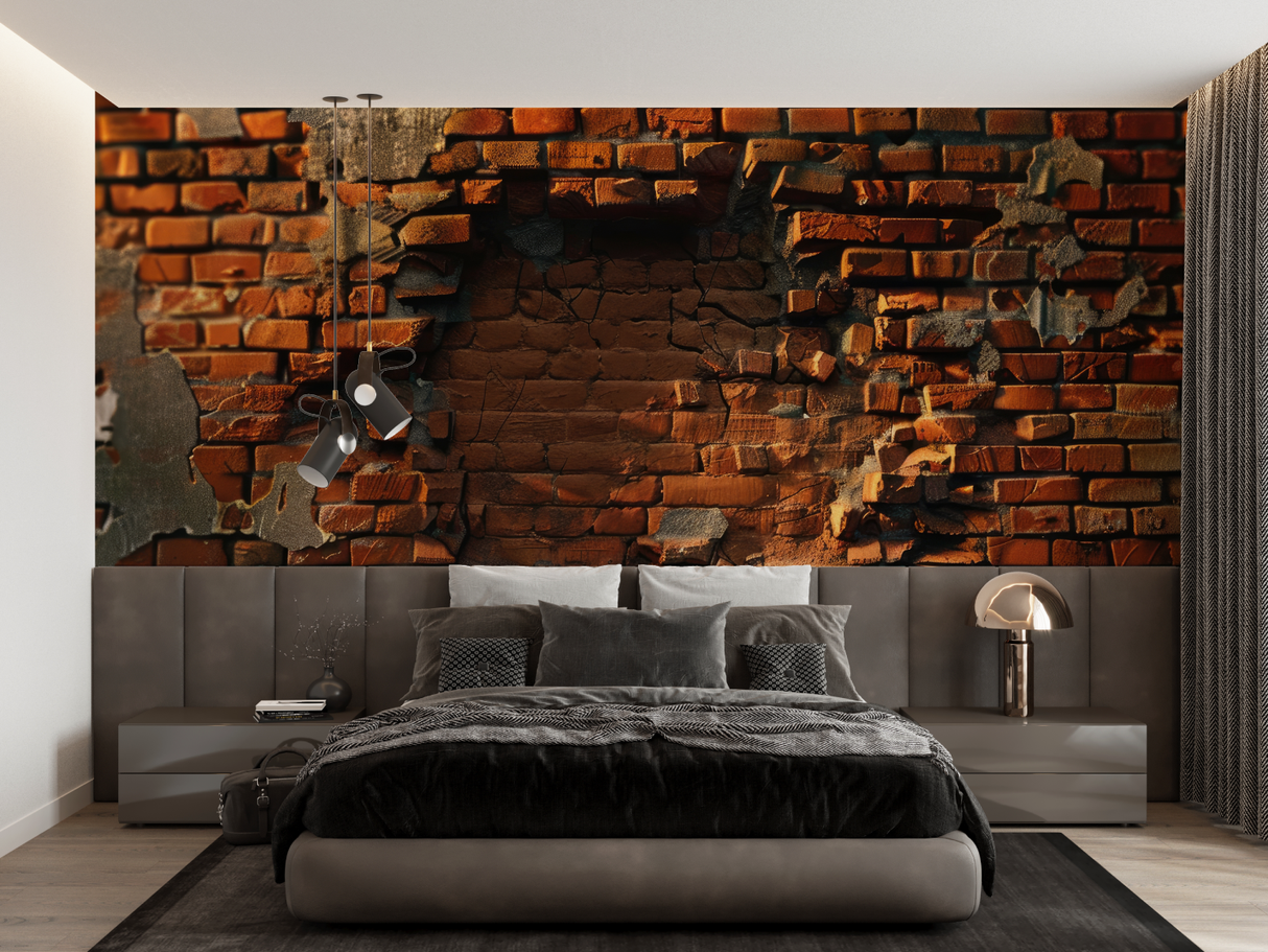 Brick Mural Wallpaper | Industrial Terracotta Design