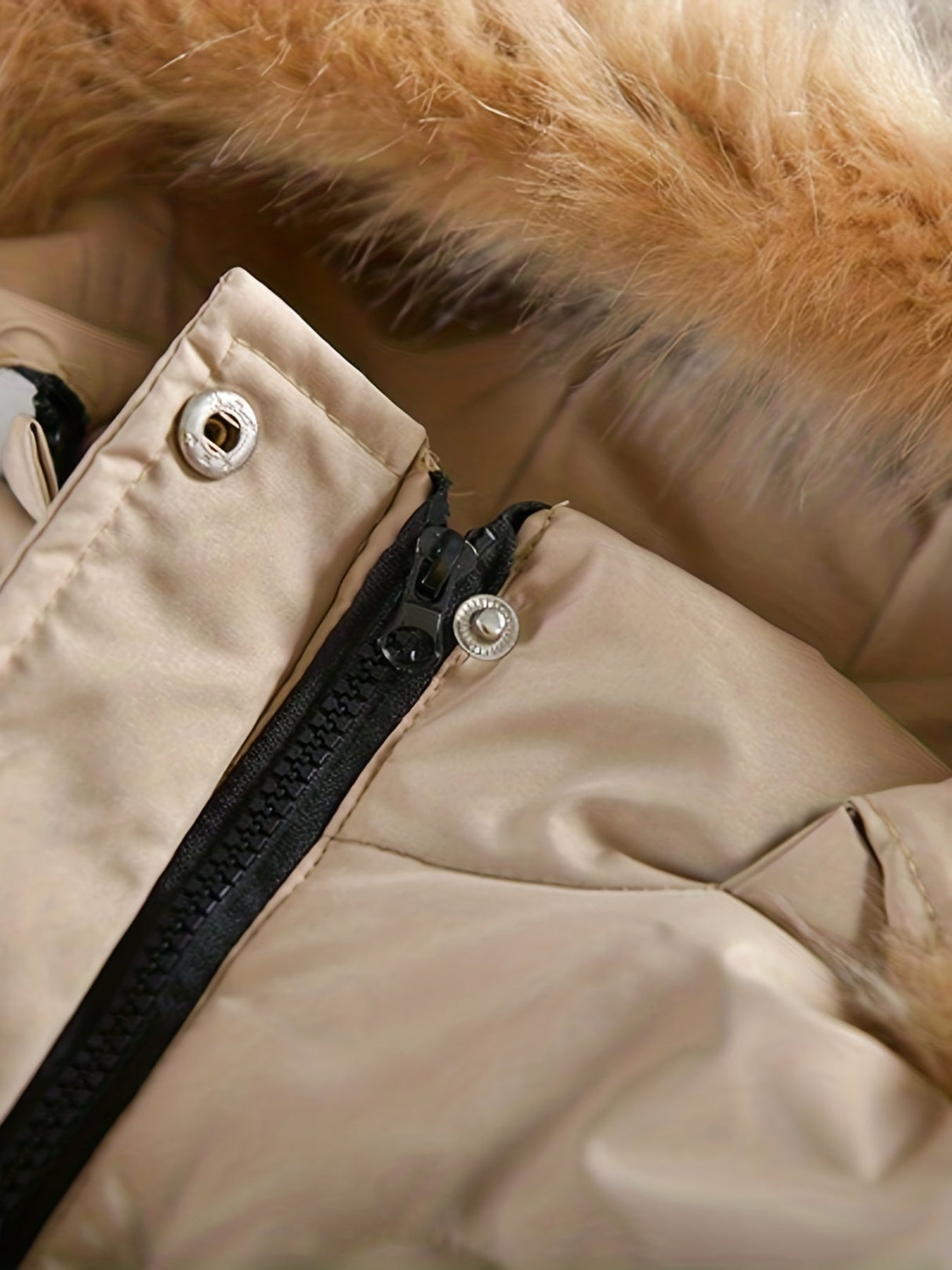 Girls Winter Puffer Coat  Quilted Heart Design With Fur Hood - Product detail 5
