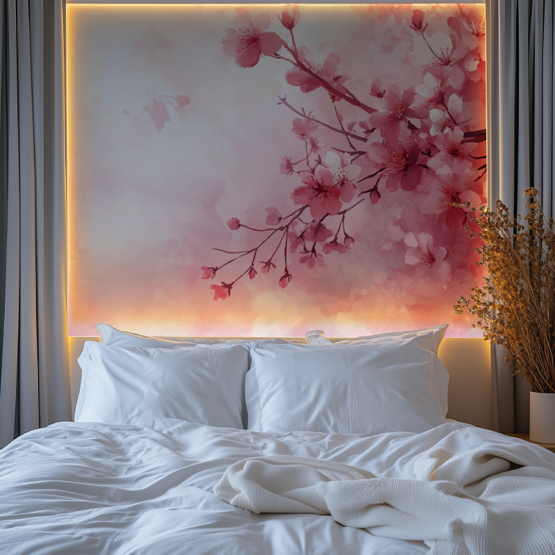 Cherry Blossom Mural Wallpaper | Japanese Watercolor Design