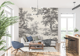 Forest Mural Wallpaper | Black and White Scenic Landscape