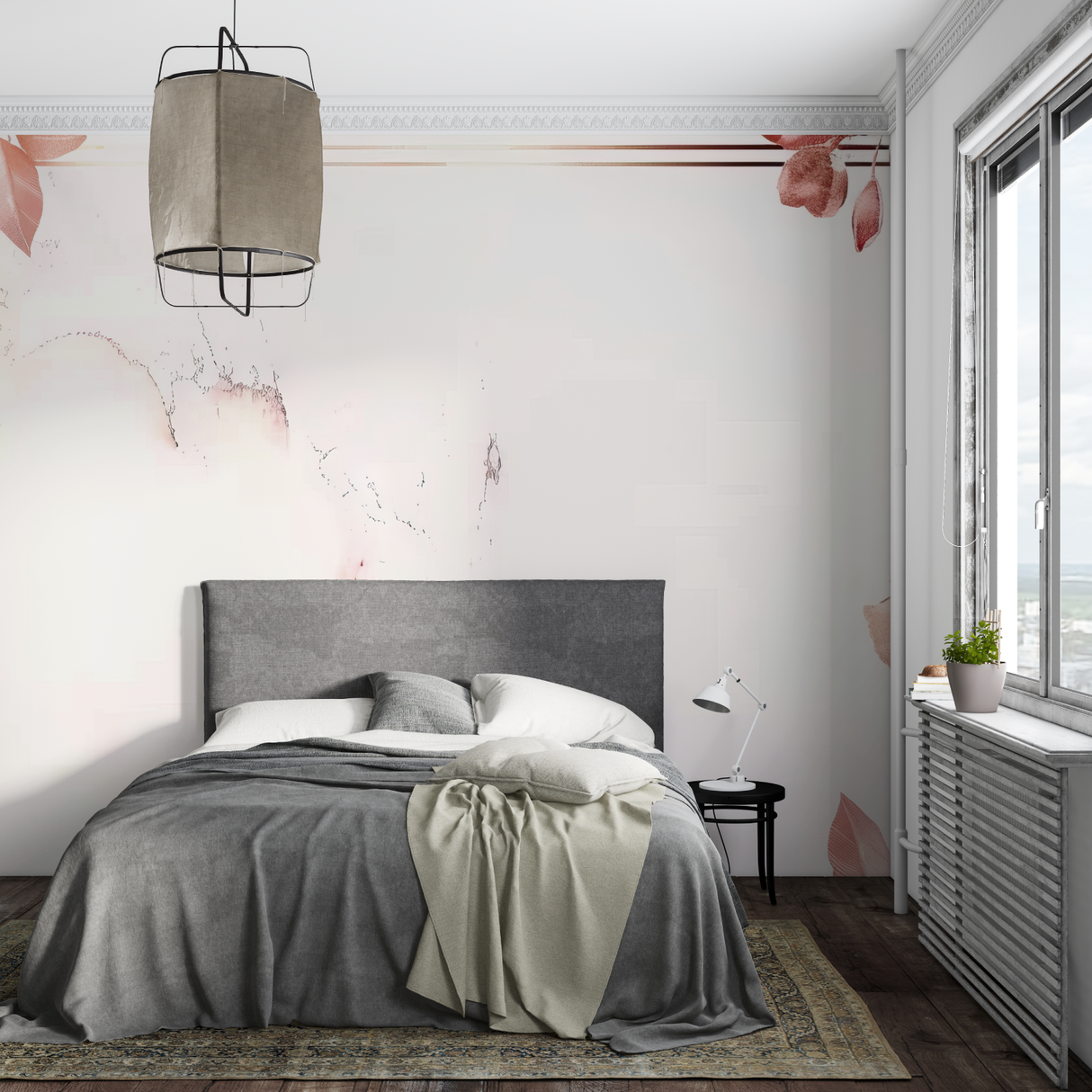 Floral Mural Wallpaper | Modern Terracotta and White Design