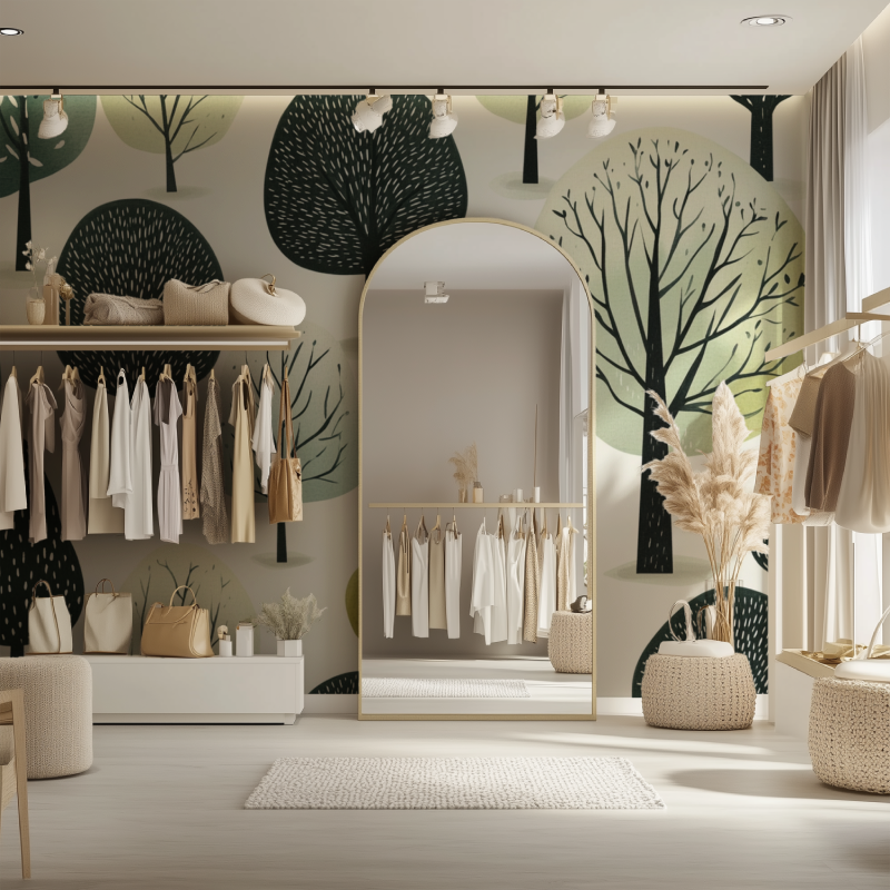 Forest Mural Wallpaper | Modern Tree Pattern Design