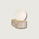 Modern Glass Wall Lamp  Travertine Stone Base - Product showcase