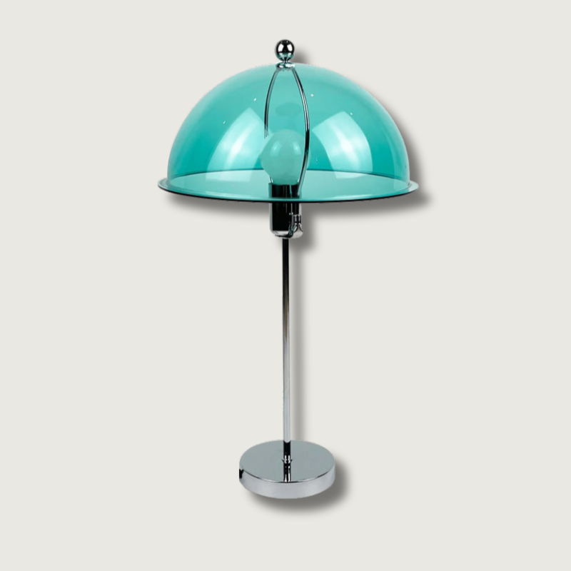 Modern Table Lamp  Aqua Dome Shade With Chrome Base - Product showcase