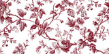 Floral Mural Wallpaper | Vintage Red and White Toile Design
