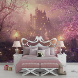 Castle Mural Wallpaper | Enchanted Pink Night Garden