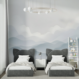 Mountain Mural Wallpaper | Minimalist Gray Waves Design