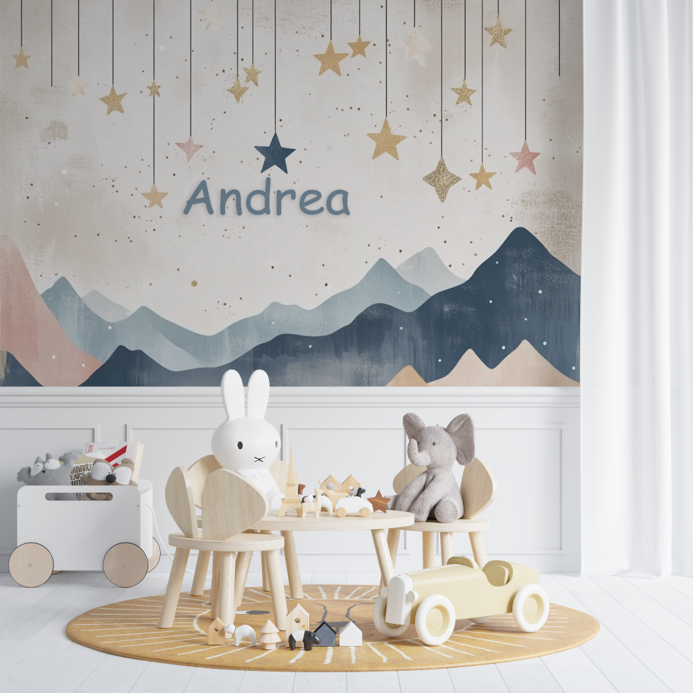 Mountain Stars Mural Wallpaper | Nordic Night Sky Design