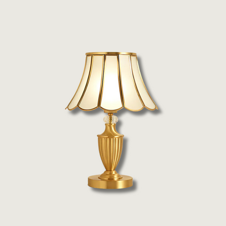 Classic Table Lamp  Gold Stem Glass Shade Design - Product showcase