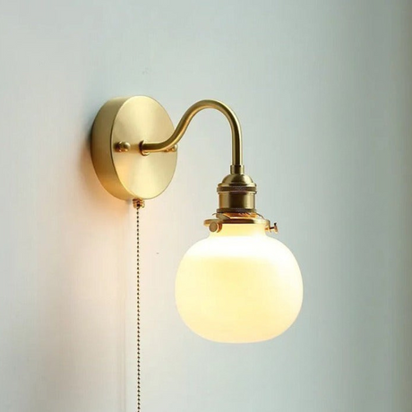 Nordic Ceramic Wall Light  Ribbed Glass Shade With Brass Fixture - Product detail 18