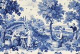Vintage Mural Wallpaper | Blue Toile de Jouy Countryside Scene