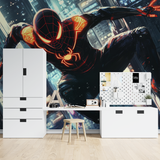 Superhero Mural Wallpaper | Black and Red Spider Design