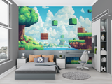 Gaming Mural Wallpaper | Retro Pixel Art Landscape