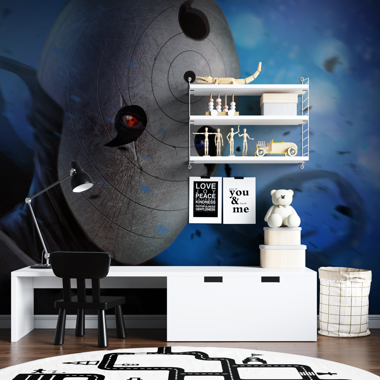 Anime Mural Wallpaper | Mysterious Masked Character Design