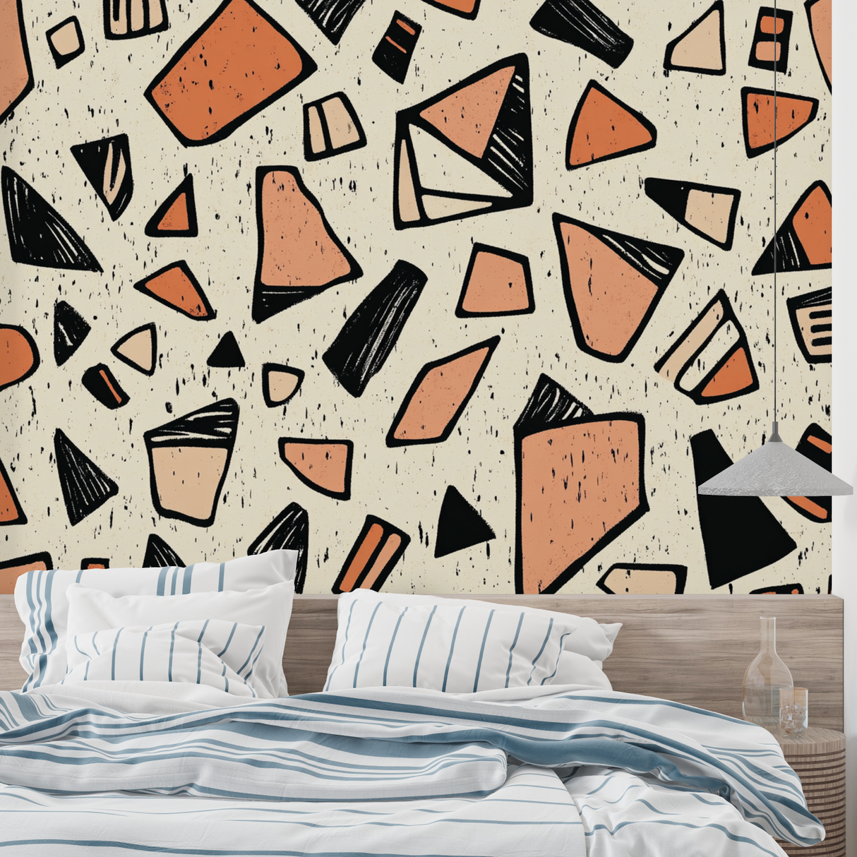 Geometric Mural Wallpaper | Terracotta Abstract Pattern