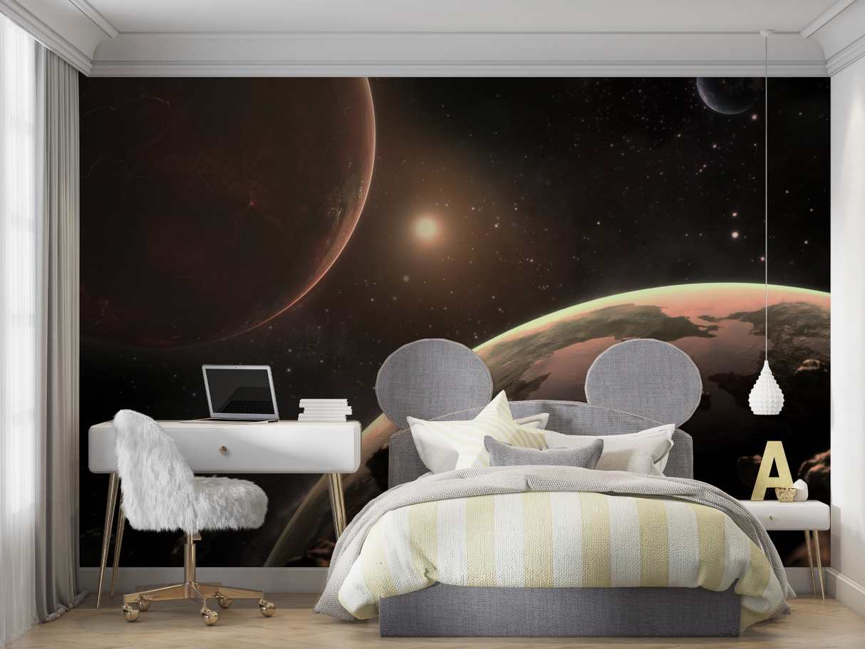 Space Mural Wallpaper | Cosmic Planets and Stars Design