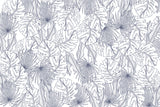 Tropical Line Art Mural Wallpaper | Blue Palm and Monstera Pattern