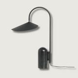 Modern Table Lamp  Black Marble Base with Curved Shade - Product showcase