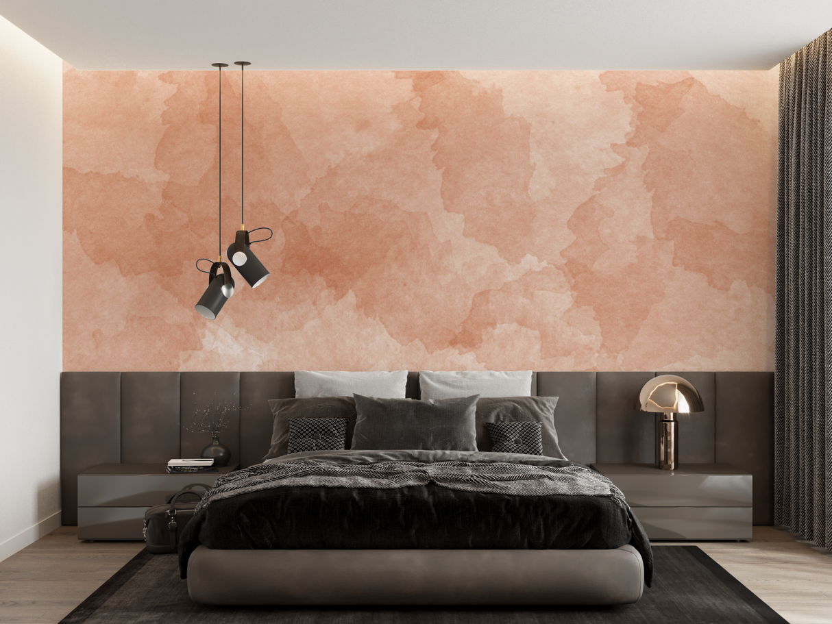Terracotta Mural Wallpaper | Soft Watercolor Abstract Design