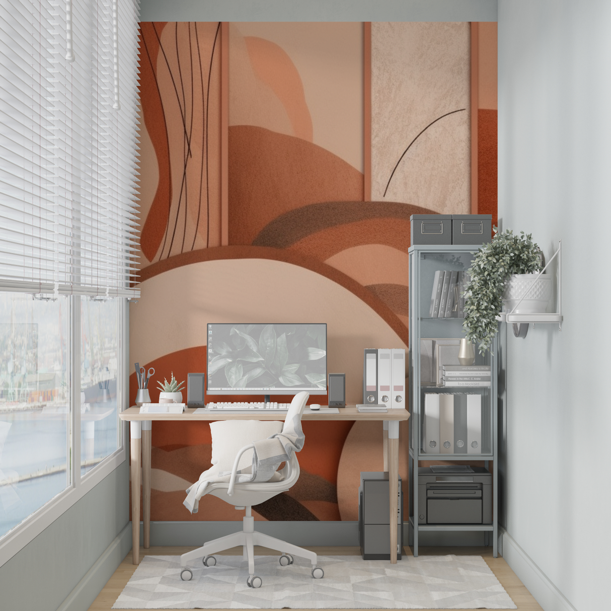 Abstract Mural Wallpaper | Terracotta Waves Design