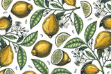 Citrus Mural Wallpaper | Vintage Lemon and Blossom Pattern