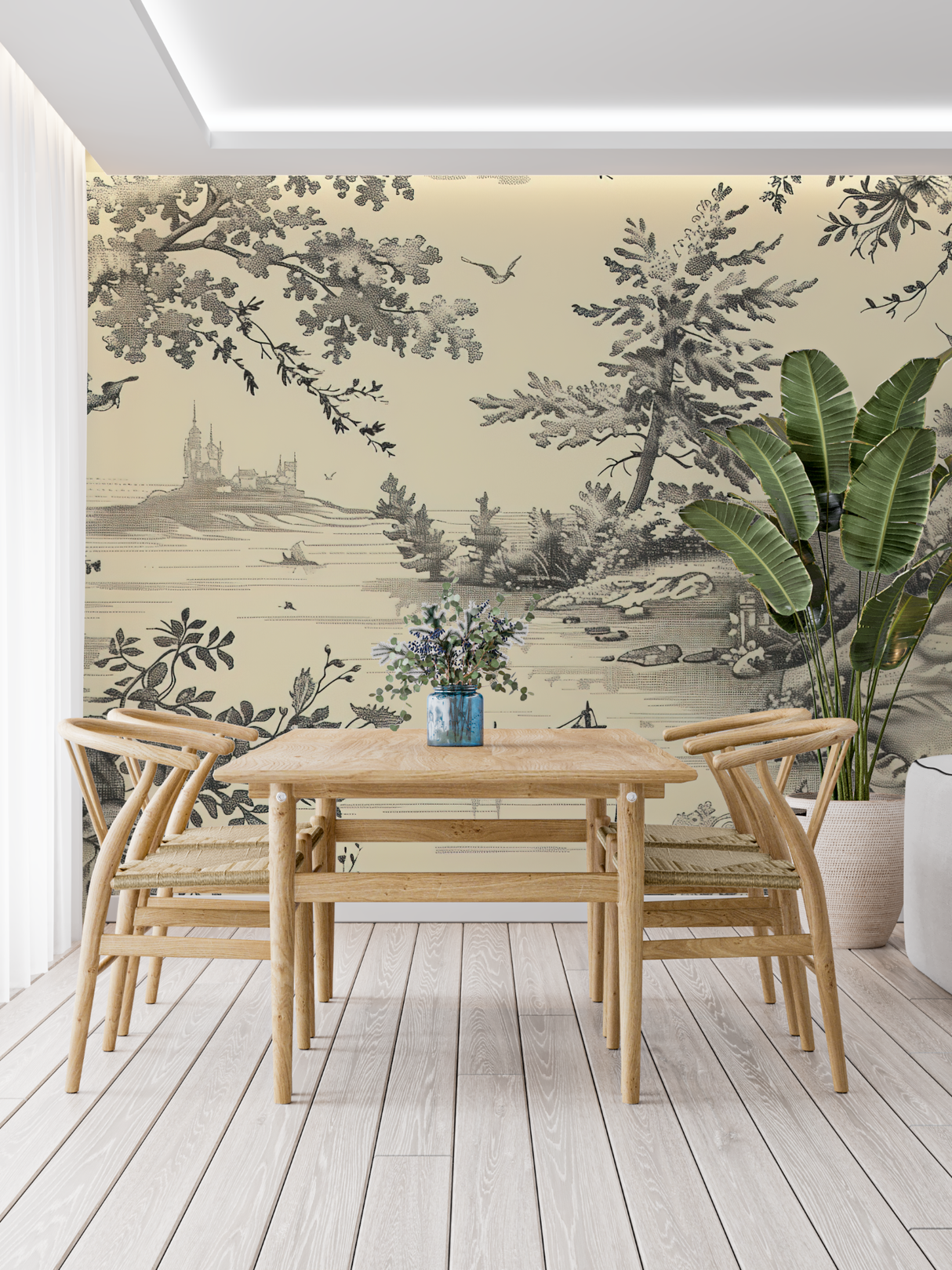 Vintage Mural Wallpaper | Classic Toile de Jouy Landscape