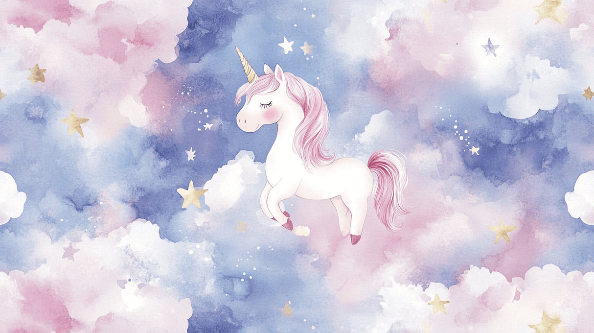 Unicorn Mural Wallpaper | Dreamy Pink and Blue Starry Sky