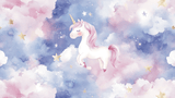 Unicorn Mural Wallpaper | Dreamy Pink and Blue Starry Sky