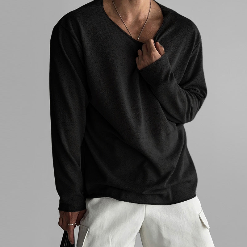 Essential Crew Neck Sweatshirt  Minimalist Cotton Blend Design - Detailed view