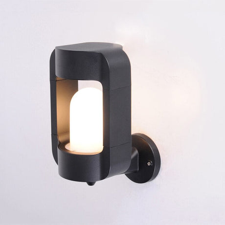 Modern Outdoor Wall Light  Black Metal Amber Glass Design - Product detail 5