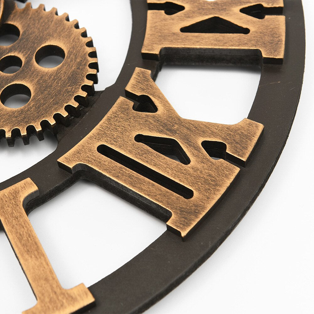 Industrial Wall Clock  Roman Numeral Gear Design - Product detail 4