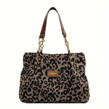 Leopard Print Shoulder Bag  Chain Strap Faux Leather Design - Product showcase