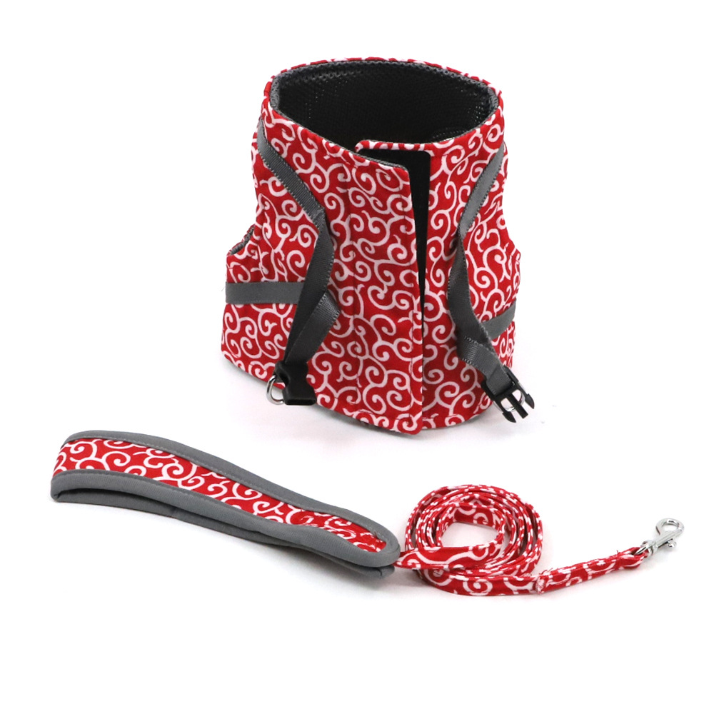 Japanese Pattern Cat Harness  Navy Blue Wave Design With Leash - Product detail 4