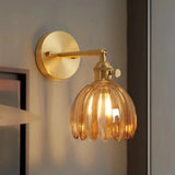 Art Deco Wall Sconce  Amber Glass Tulip Shade - Product detail 6