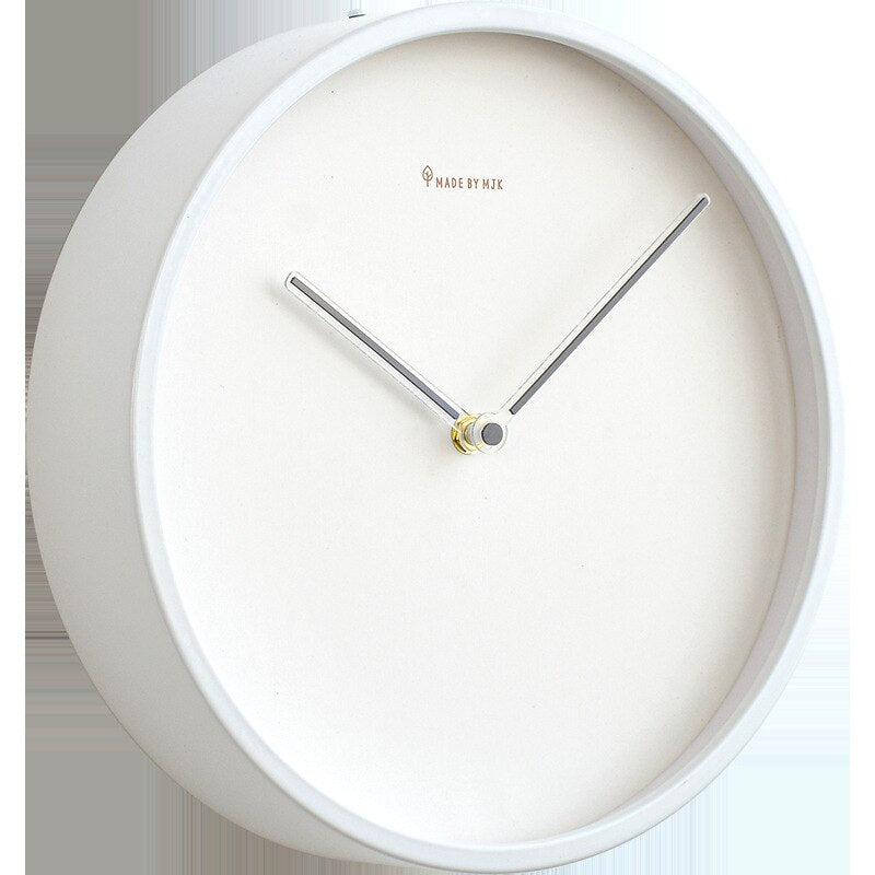 Minimalist Wall Clock  Nordic White Wood Design - Detailed view
