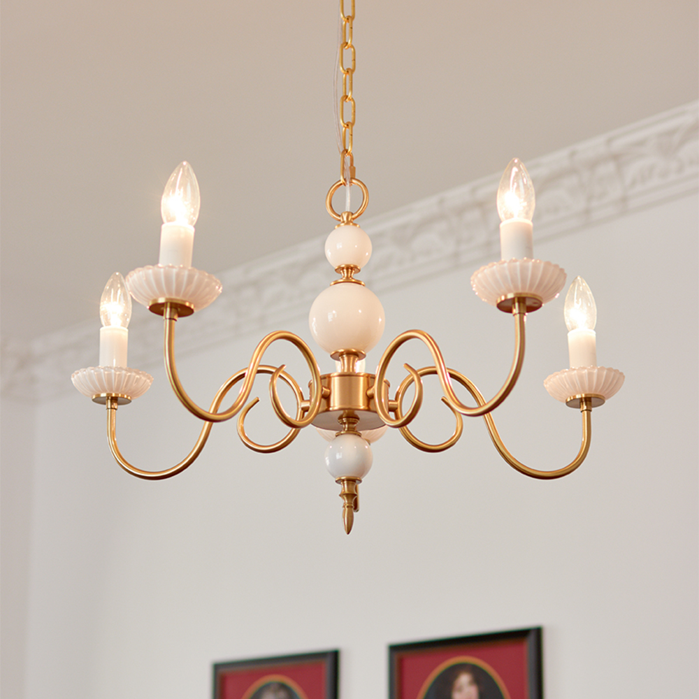 Classic Chandelier Light  Brass White Glass Design - Product detail 13
