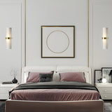 Modern Wall Sconce  Frosted Glass Tube with Brass Accent - Product detail 4
