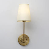 Modern Wall Sconce  Brass Frame with White Fabric Shade - Detailed view