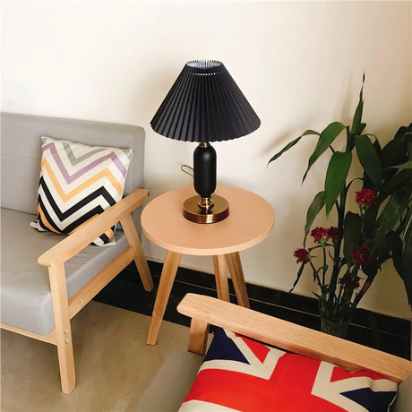 Industrial Table Lamp  Black Metal Base With Pleated Shade - Product detail 5