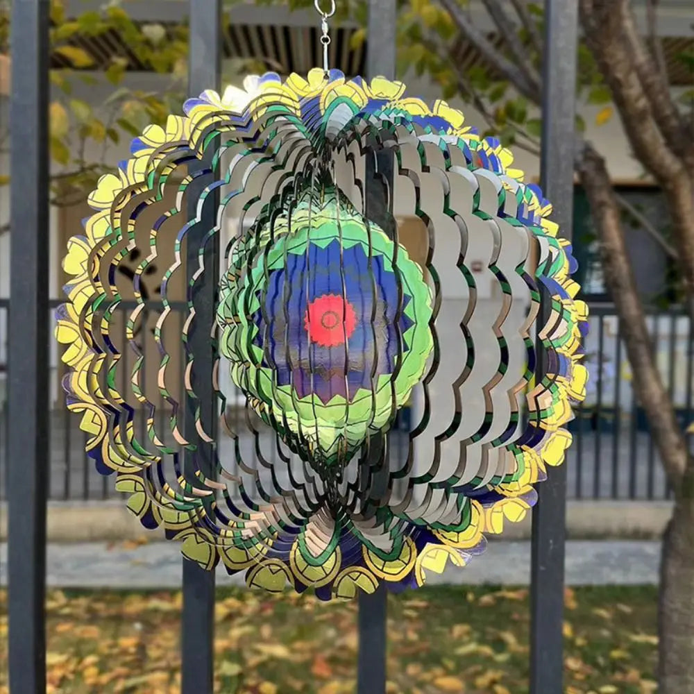 Garden Wind Spinner  3D Mandala Design With Emerald Pattern - Product detail 4
