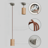 Scandinavian Pendant Light  Natural Wood Cylinder Design - Product detail 11