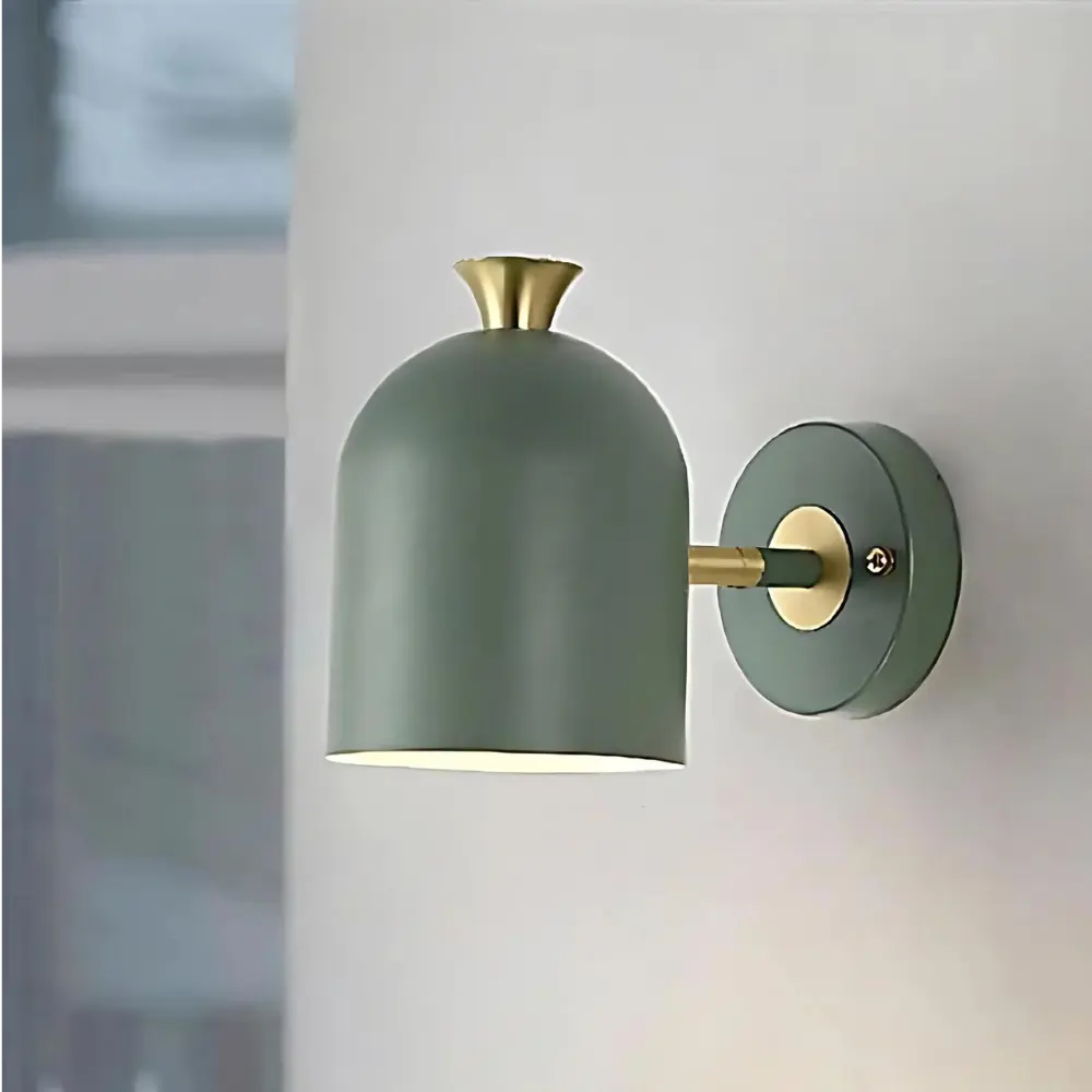 Modern Wall Sconce  Sage Green Metal With Brass Accent - Product detail 5