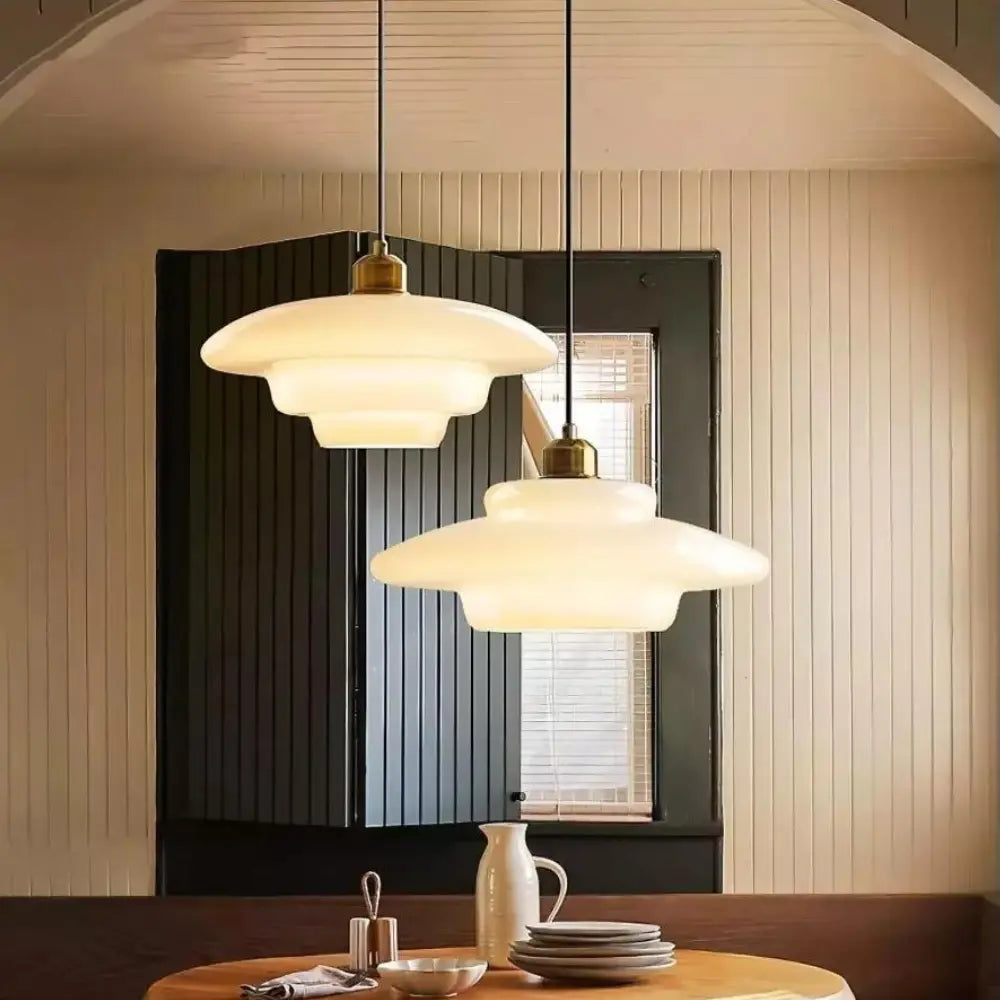 Art Deco Pendant Light  Layered Glass Shade Design - Product detail 5