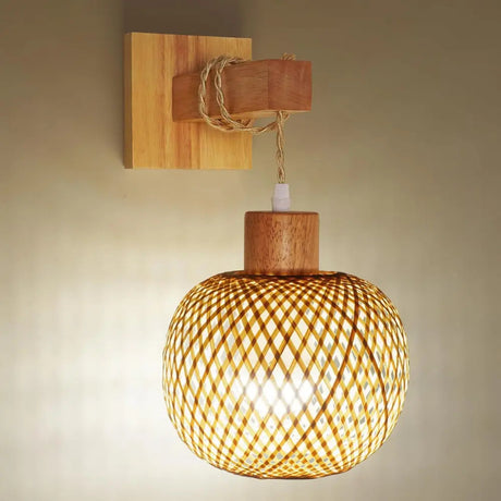 Bamboo Wall Light  Natural Rattan Shade Design - Product detail 6