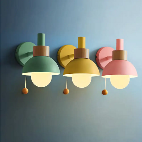 Nordic Wall Light  Metal Dome With Wood Accent - Product detail 5