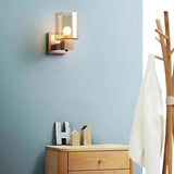 Modern Wall Light  Glass Shade with Natural Wood Mount - Product detail 5