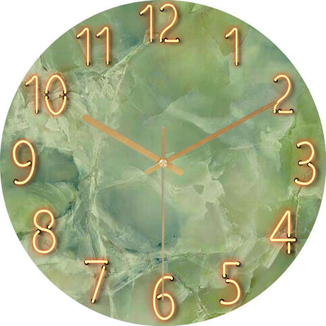 Modern Wall Clock  Neon Numbers Blue Marble Design - Product detail 6