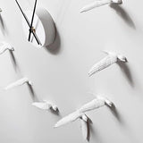 Minimalist Wall Clock  White Swallow Bird Design - Detailed view