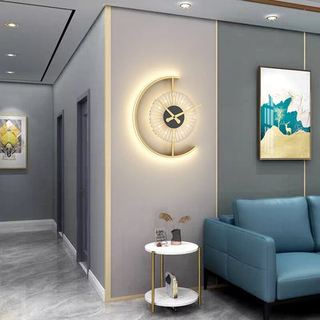 Modern LED Wall Clock  Crescent Moon Design With Backlight - Product showcase