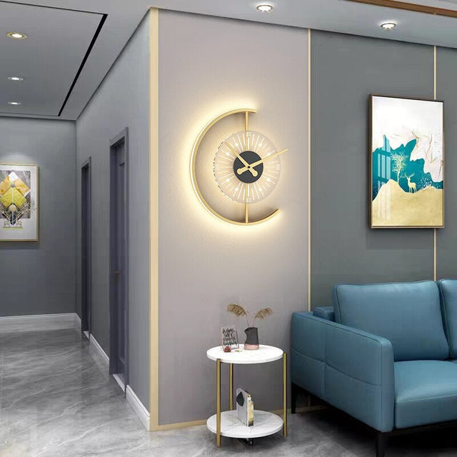 Modern LED Wall Clock  Crescent Moon Design With Backlight - Product showcase